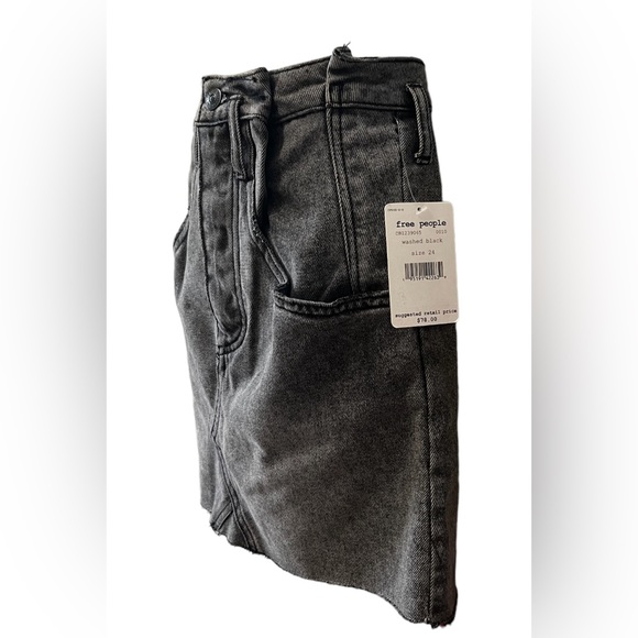 NWT Free People East Of Eden Denim Mini Skirt Women's 24 Belted Paperbag… - Picture 5 of 12